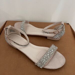 David's Bridal Beaded Blush Pink Flat Sandals